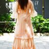 Peach Muslin Gown With Organza Jacket-4289