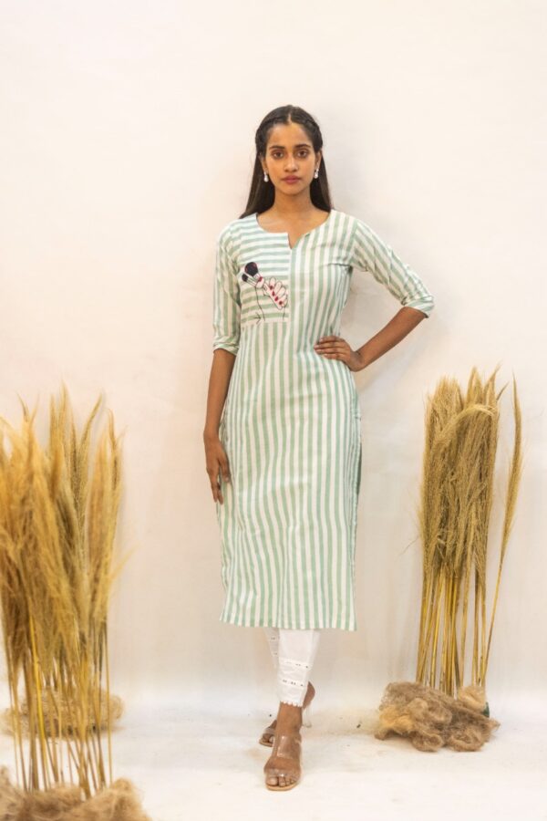 Gaaba Makeover Stripe Green Kurti-0