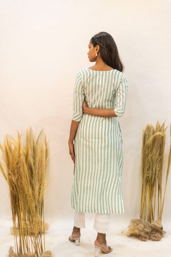 Gaaba Makeover Stripe Green Kurti-8652