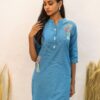 Gaaba Effortless cotton blue embroidered kurti-8503