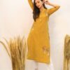 Gaaba Effortless Cotton Mustered Embroidered kurti-8484