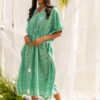 Grim Green Cotton Kaftan With Lace-0
