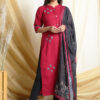Cotton Kurta With Embroidery And Muslin Printed Dupatta-0