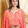 Classic cape in orange bandhej with jamavara skirt-11366
