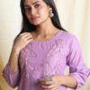 Gaaba Lavender Hand Embroidery Knee Length Dress-11511