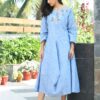 Powder Blue Dress With Embroidery-0