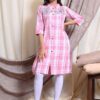 Cotton checks tunic with embroidery-0
