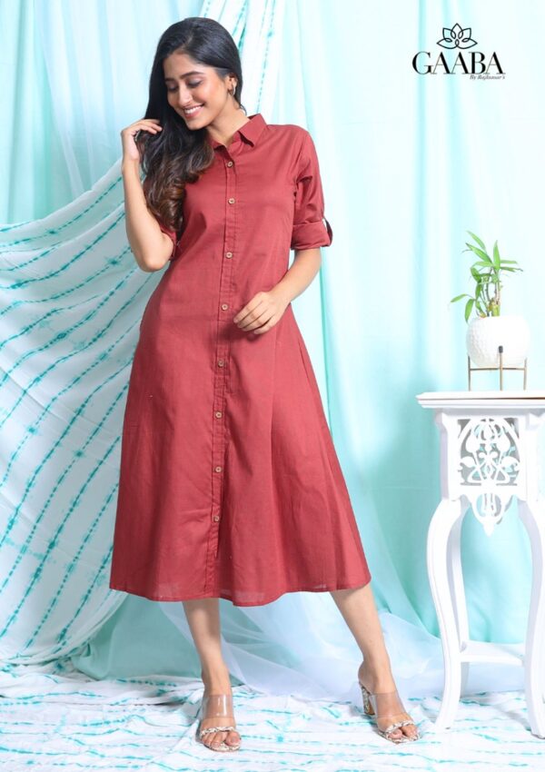 Gaaba maroon impressive cotton dress-12935