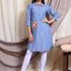 Cotton blue tunic with kutch embroidery-0