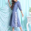 Gaaba Blue and Bay cotton embroidered dress-12886