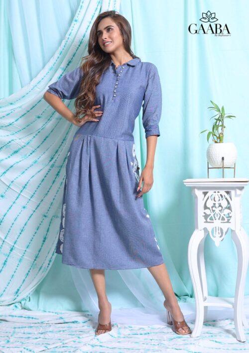 Gaaba Blue and Bay cotton embroidered dress-0