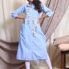 Brilliant blue kurti with floral embroidery-0