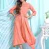 Gaaba orange drape dress with embroidery-0