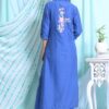 Gaaba sea blue kurta pants with embroidery-13082