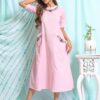 Gaaba Pink Stripe Hand Embroidery Dress-13715