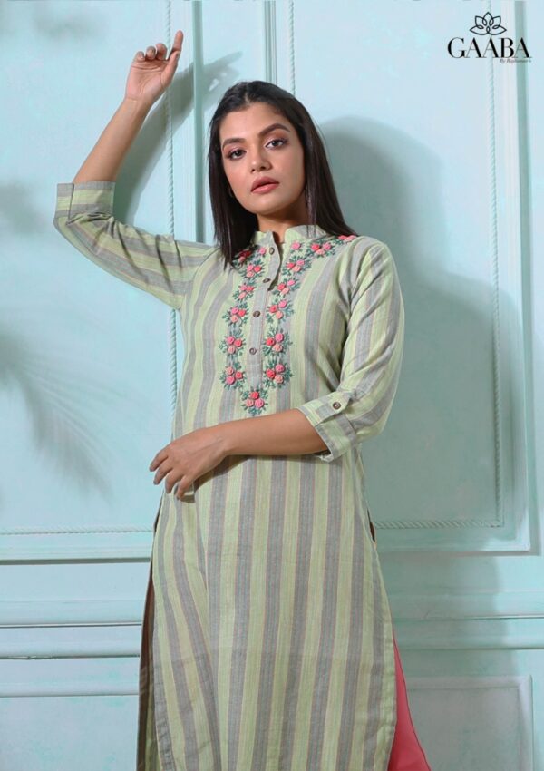 Green Anvita cotton embroidered kurti-14121