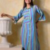 Green Ahalya cotton stripe dress-14172