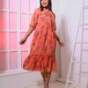 Peach Bhumi georgette dress-13982
