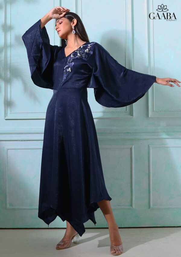 Midnight blue dress with embroidery-14113