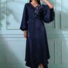 Midnight blue dress with embroidery-0