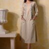 BEIGE COOL CLASSIC EMBROIDERED DRESS-0