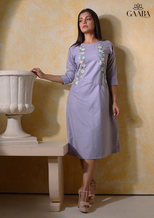 Grey Cool classic embroidered dress-14294