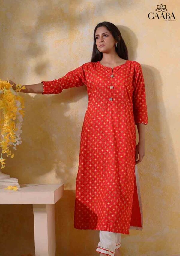 Athaa red printed kurti with pants-14391