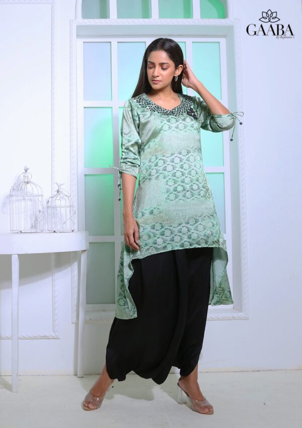 GREEN DYNAMIC LOW HIGH TOP WITH EMBROIDERY AND HAREM PANTS-13861