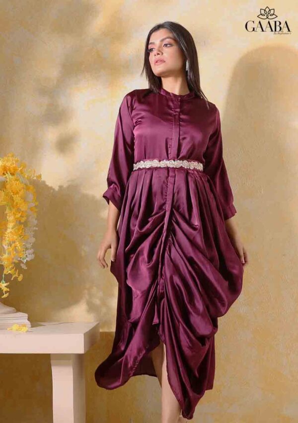 Ishaana draped crepe dress with belt-14456