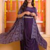 Purple Preetisha crepe gown with embroidered jacket and embroidered belt-0