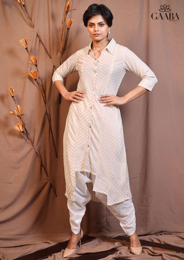 Asymmetrical kurti with dhoti pants - Gaaba